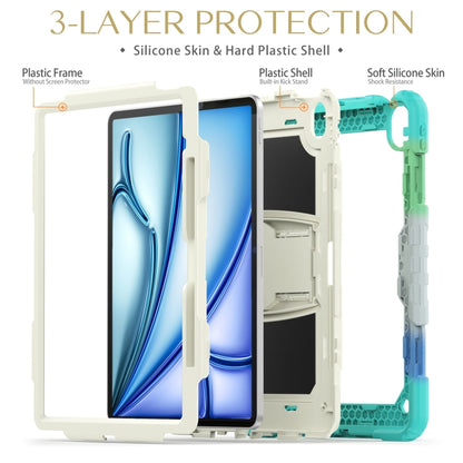 For iPad Air 13 2024 Silicone Hydric PC Tablet Case with Shoulder Strap & Holder(Camouflage Light Blue) - iPad Air 13 2024 Cases by buy2fix | Online Shopping UK | buy2fix