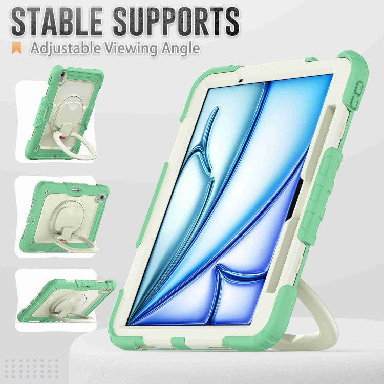 For iPad Air 11 2024 Handle Silicone Hydric PC Tablet Case with Shoulder Strap(Light Green) - iPad Air 11 2024 Cases by buy2fix | Online Shopping UK | buy2fix