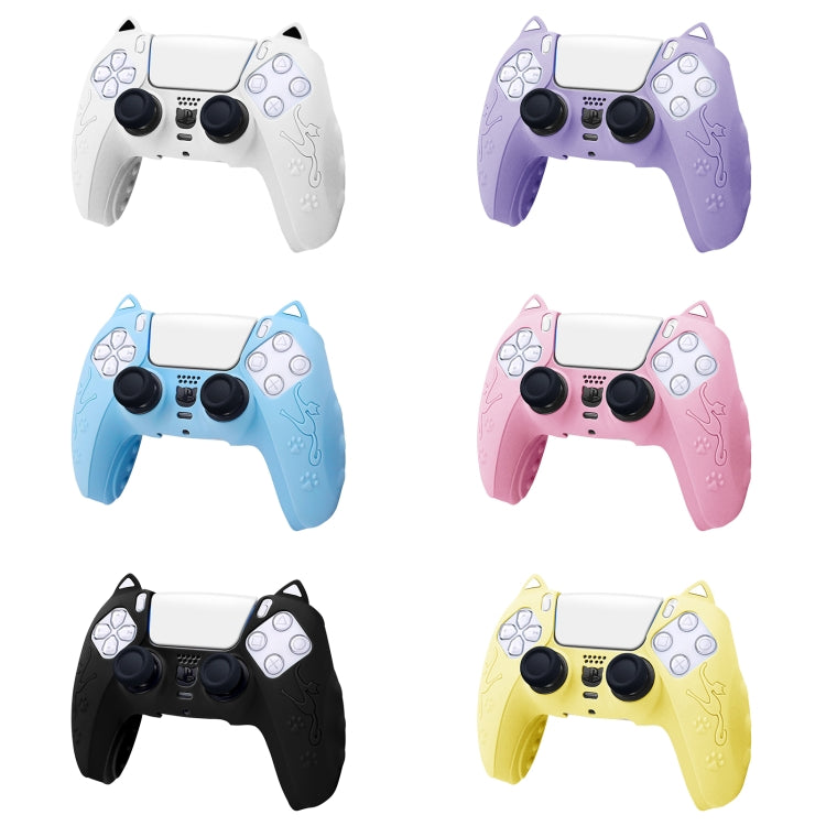 For Sony PS5 Cat Ear Shape Gamepad Silicone Protective Case(White) - Cases by buy2fix | Online Shopping UK | buy2fix