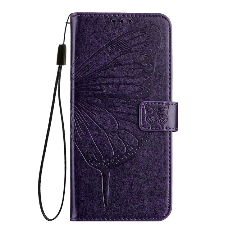 For Blackview Color 8 Embossed Butterfly Leather Phone Case(Dark Purple) - More Brand by buy2fix | Online Shopping UK | buy2fix