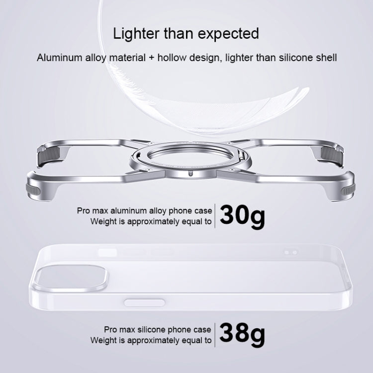 For iPhone 13 Pro / 14 Pro / 15 Pro Aluminum Alloy Frameless 360-Degree Rotating Phone Case(Silver) - iPhone 15 Pro Cases by buy2fix | Online Shopping UK | buy2fix