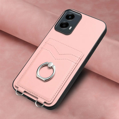 For Motorola Moto G Play 2024 5G R20 Ring Card Holder Phone Case(Pink) - Motorola Cases by buy2fix | Online Shopping UK | buy2fix