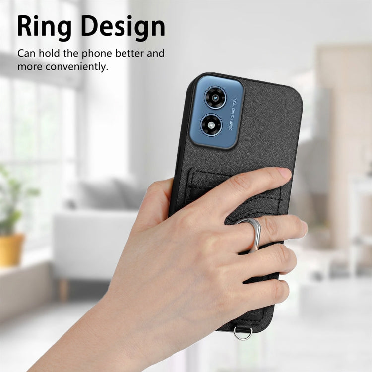 For Motorola Moto G Play 2024 4G R20 Ring Card Holder Phone Case(Black) - Motorola Cases by buy2fix | Online Shopping UK | buy2fix