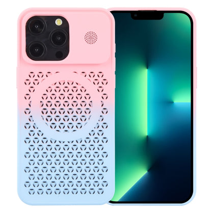 For iPhone 13 Pro Max Gradient Color Honeycomb Aromatherapy MagSafe Phone Case(Pink Blue) - iPhone 13 Pro Max Cases by buy2fix | Online Shopping UK | buy2fix