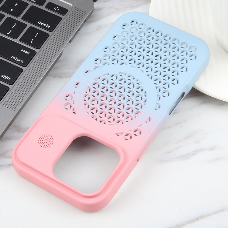 For iPhone 16 Pro Max Gradient Color Honeycomb Aromatherapy MagSafe Phone Case(Pink Blue) - iPhone 16 Pro Max Cases by buy2fix | Online Shopping UK | buy2fix