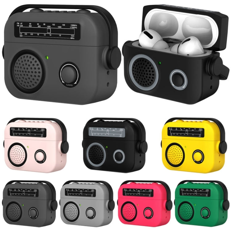 For AirPods 2 / 1 Radio Style Wireless Bluetooth Earphones Shockproof Protective Case(Black) - For AirPods 1/2 by buy2fix | Online Shopping UK | buy2fix