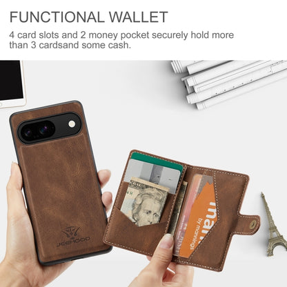 For Google Pixel 9 JEEHOOD J01 Retro Magnetic Detachable Wallet Phone Case(Brown) - Google Cases by JEEHOOD | Online Shopping UK | buy2fix