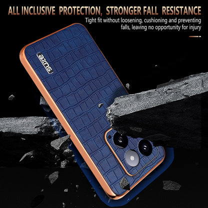 For Xiaomi 14 AZNS Electroplated Frame Crocodile Texture Full Coverage Phone Case(Black) - 14 Cases by AZNS | Online Shopping UK | buy2fix