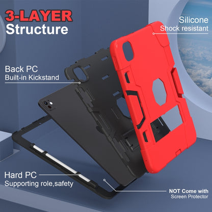 For iPad Pro 11 2024 Contrast Color Silicone Acrylic PC Tablet Case with Holder(Red Black) - iPad Pro 11 2024 Cases by buy2fix | Online Shopping UK | buy2fix