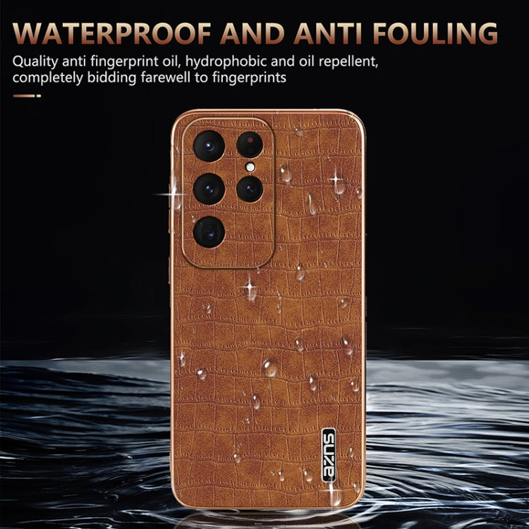 For Samsung Galaxy S25 Ultra 5G AZNS Electroplated Frame Crocodile Texture Full Coverage Phone Case(Black) - Galaxy S25 Ultra 5G Cases by AZNS | Online Shopping UK | buy2fix