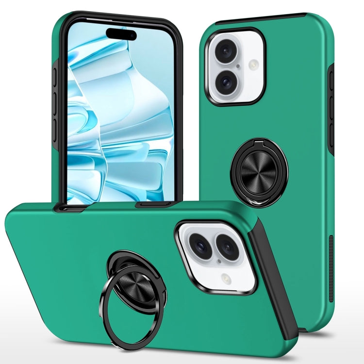 For iPhone 16 Magnetic Ring Holder Phone Case(Dark Green) - iPhone 16 Cases by buy2fix | Online Shopping UK | buy2fix