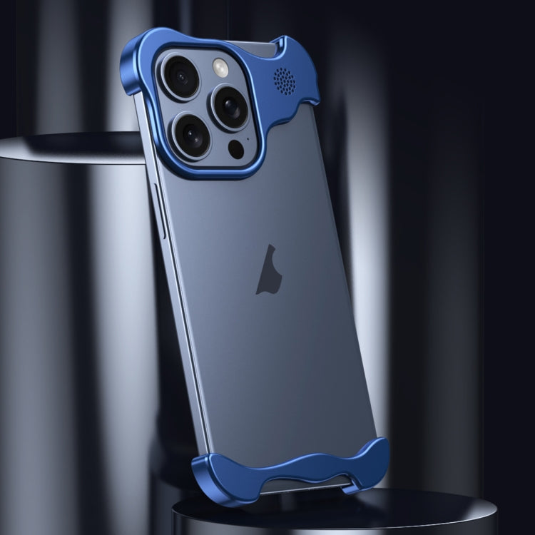 For iPhone 12 Aromatherapy Alloy Frameless Phone Case(Blue) - iPhone 12 / 12 Pro Cases by buy2fix | Online Shopping UK | buy2fix