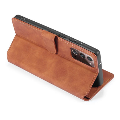 For Samsung Galaxy Note20 DG.MING Retro Oil Side Horizontal Flip Case with Holder & Card Slots & Wallet(Brown) - Galaxy Note20 Cases by DG.MING | Online Shopping UK | buy2fix