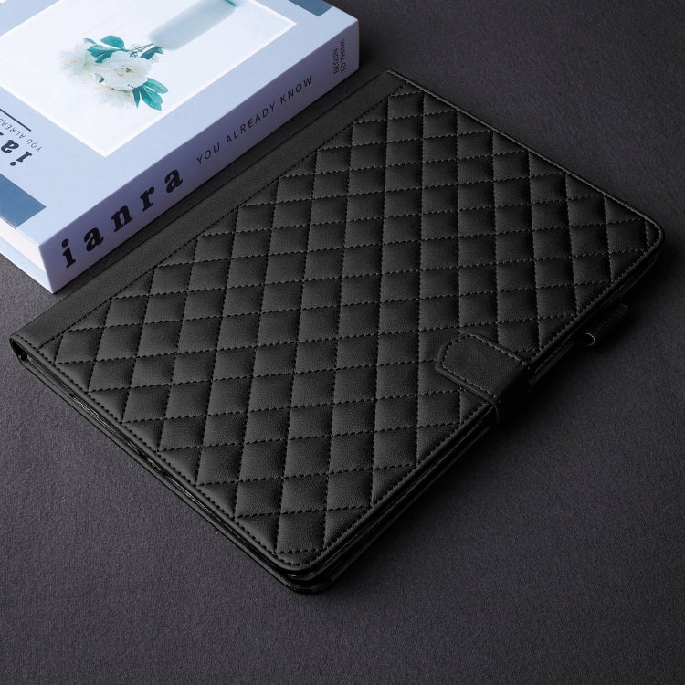 For Samsung Galaxy Tab S9 FE+ / S9+ Rhombus Lattice Leather Tablet Case(Black) - Galaxy Tab S9 FE+ by buy2fix | Online Shopping UK | buy2fix