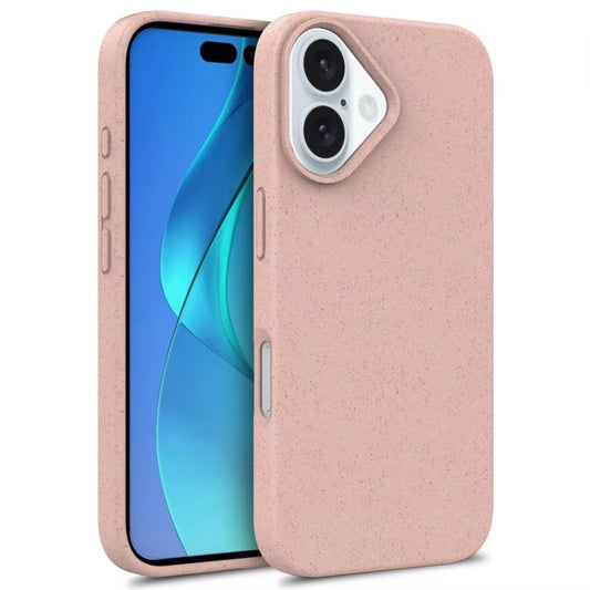 For iPhone 16 Plus Wheat Straw TPU Phone Case(Pink) - iPhone 16 Plus Cases by buy2fix | Online Shopping UK | buy2fix