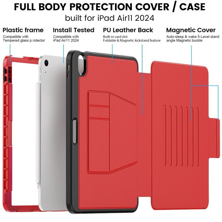 For iPad Air 11 2024 Smart B Magnetic Holder Leather Tablet Case(Red) - iPad Air 11 2024 Cases by buy2fix | Online Shopping UK | buy2fix