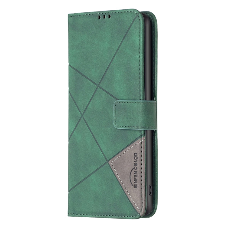 For Samsung Galaxy S25 5G Magnetic Buckle Rhombus Texture Leather Phone Case(Green) - Galaxy S25 5G Cases by buy2fix | Online Shopping UK | buy2fix