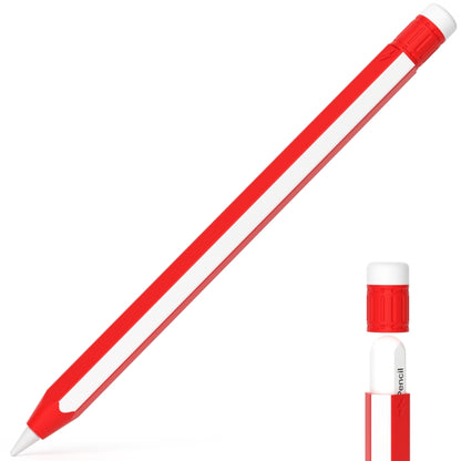 For Apple Pencil 2 / Pencil Pro Colorful Pencil Style Stylus Silicone Protective Case(Red White) - Pencil Accessories by buy2fix | Online Shopping UK | buy2fix