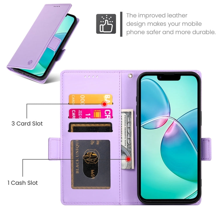 For iPhone SE 2024 Side Buckle Magnetic Frosted Leather Phone Case(Purple) - More iPhone Cases by buy2fix | Online Shopping UK | buy2fix