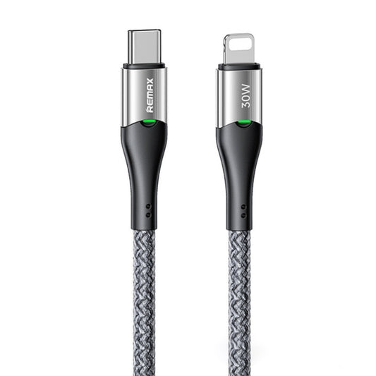 REMAX RC-C116 1.2m 30W Type-C to 8 Pin Smart Power-off Fast Charging Data Cable(Silver) - 2 in 1 Cable by REMAX | Online Shopping UK | buy2fix