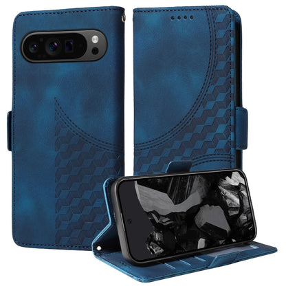 For Google Pixel 9 Pro XL Embossed Rhombus Starry Leather Phone Case(Blue) - Google Cases by buy2fix | Online Shopping UK | buy2fix