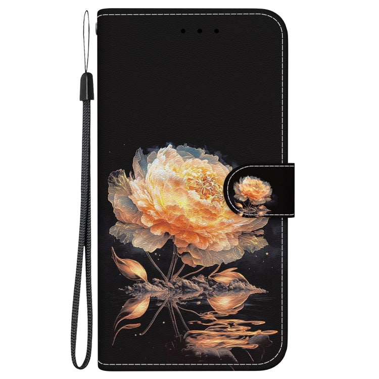 For Xiaomi Redmi K70 Pro / K70 Crystal Texture Colored Drawing Leather Phone Case(Gold Peony) - K70 Cases by buy2fix | Online Shopping UK | buy2fix