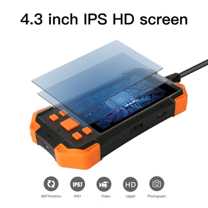 T20 4.3 inch IPS Screen 7.9mm Triple Camera IP67 Waterproof Hard Cable Digital Endoscope, Length:5m(Black Orange) -  by buy2fix | Online Shopping UK | buy2fix