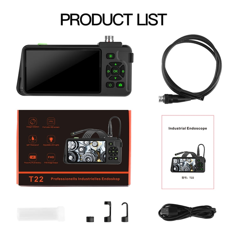 T22 4.5 inch IPS Color Screen 8mm Single Camera Hard Cable Industrial Endoscope, Length:3.5m(Black Orange) -  by buy2fix | Online Shopping UK | buy2fix