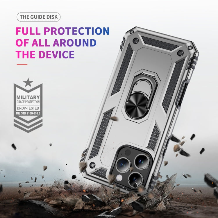 For iPhone 16 Pro Max Shockproof TPU Hybrid PC Phone Case with Holder(Silver) - iPhone 16 Pro Max Cases by buy2fix | Online Shopping UK | buy2fix