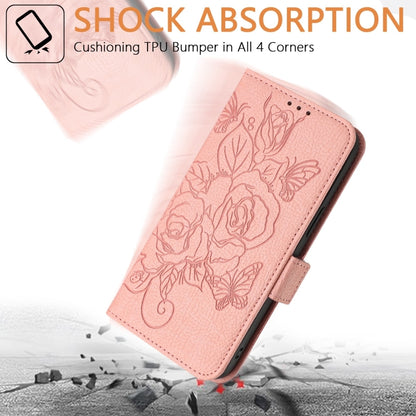 For iPhone SE 2024 Embossed Rose RFID Anti-theft Leather Phone Case(Pink) - More iPhone Cases by buy2fix | Online Shopping UK | buy2fix