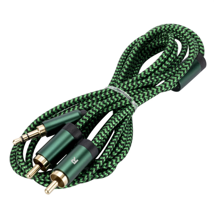 3.5mm Male to 2 RCA Male Audio Cable Amplifier Connector, Length:0.5m(Green) - RCA Cable by buy2fix | Online Shopping UK | buy2fix