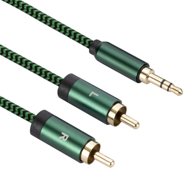 3.5mm Male to 2 RCA Male Audio Cable Amplifier Connector, Length:1m(Green) - RCA Cable by buy2fix | Online Shopping UK | buy2fix