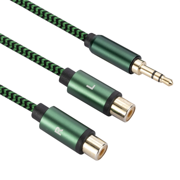 3.5mm Male to 2 RCA Female Audio Cable Amplifier Connector, Length:1m(Green) - RCA Cable by buy2fix | Online Shopping UK | buy2fix