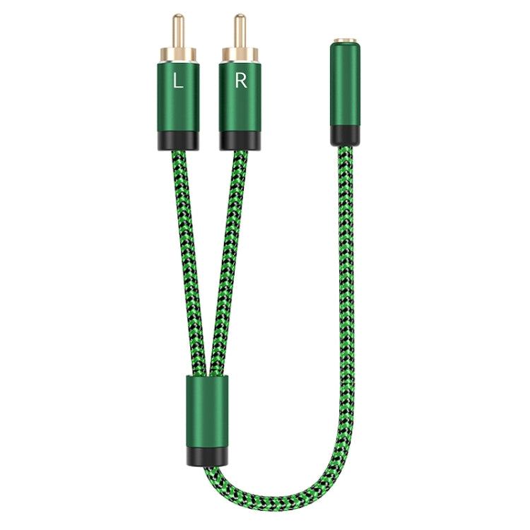 3.5mm Female to 2 RCA Male Audio Cable Amplifier Connector, Length:2m(Green) - RCA Cable by buy2fix | Online Shopping UK | buy2fix