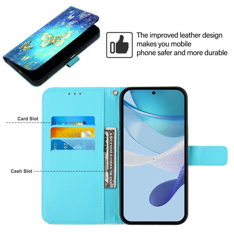 For OnePlus 12 Global 3D Painting Horizontal Flip Leather Phone Case(Golden Butterfly) - OnePlus Cases by buy2fix | Online Shopping UK | buy2fix