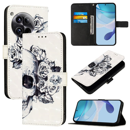 For OnePlus 12 Global 3D Painting Horizontal Flip Leather Phone Case(Skull) - OnePlus Cases by buy2fix | Online Shopping UK | buy2fix