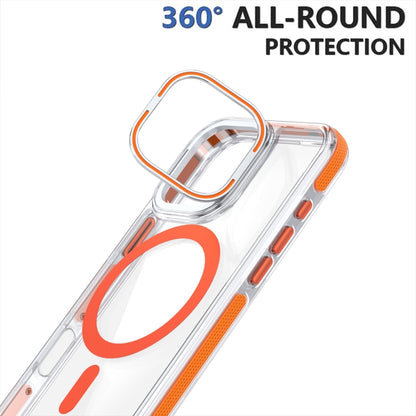 For iPhone 16 Pro Dual-Color Clear Acrylic Hybrid TPU Lens Flip Holder MagSafe Phone Case(Red) - iPhone 16 Pro Cases by buy2fix | Online Shopping UK | buy2fix