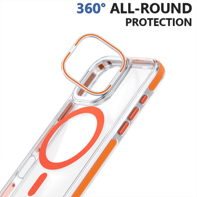 For iPhone 16 Pro Dual-Color Clear Acrylic Hybrid TPU Lens Flip Holder MagSafe Phone Case(Orange) - iPhone 16 Pro Cases by buy2fix | Online Shopping UK | buy2fix