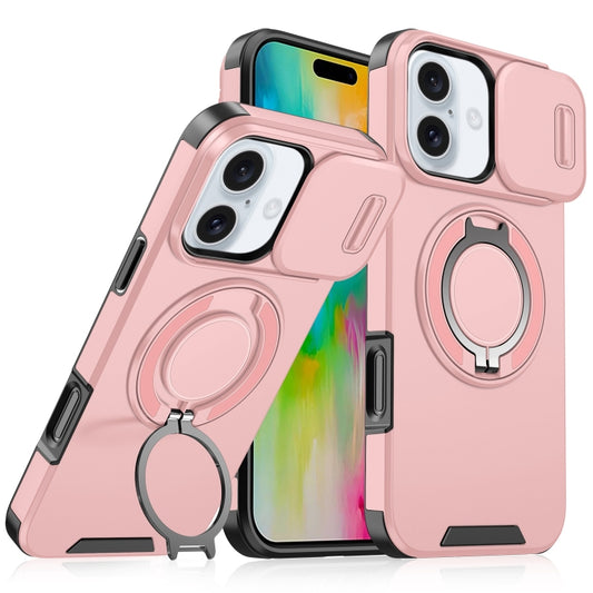 For iPhone 16 Sliding Camshield Ring Holder Phone Case(Pink) - iPhone 16 Cases by buy2fix | Online Shopping UK | buy2fix