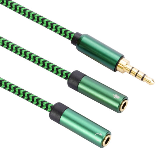 3.5mm Male to Dual 3.5mm Audio + Microphone 2 in 1 Audio Adapter Cable, Length:1m(Green) - Video & Audio Cable by imak | Online Shopping UK | buy2fix