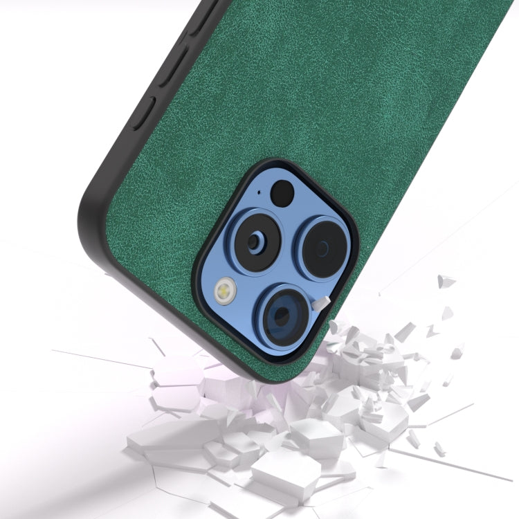 For iPhone 16 Pro Max Black Frame PU Leather Full Coverage Phone Case(Green) - iPhone 16 Pro Max Cases by buy2fix | Online Shopping UK | buy2fix