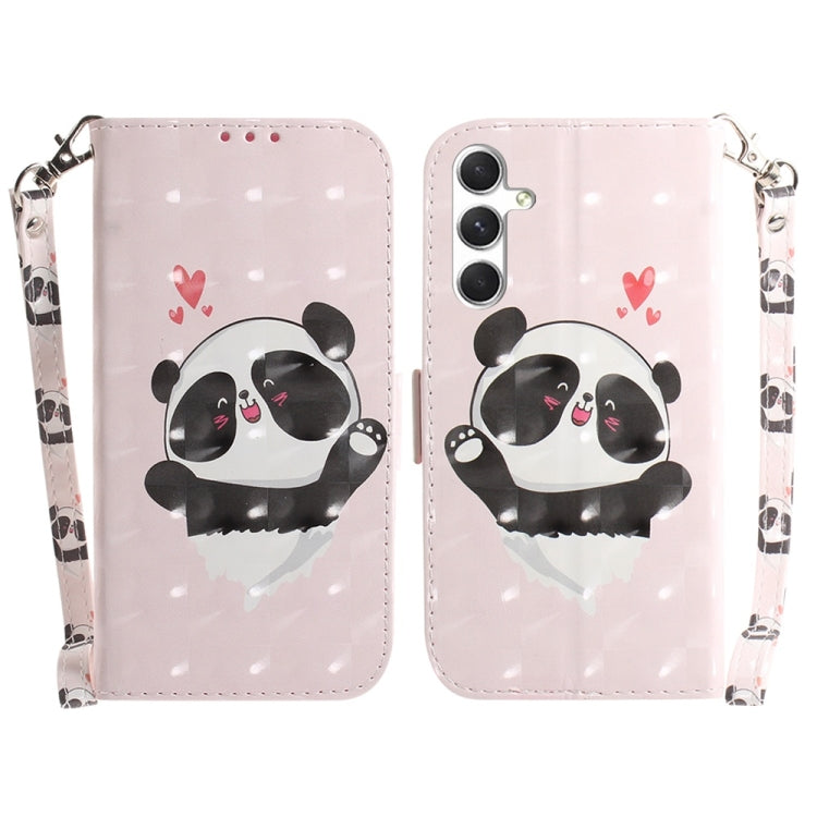 For Samsung Galaxy S25+ 5G 3D Colored Horizontal Flip Leather Phone Case(Heart Panda) - Galaxy S25+ 5G Cases by buy2fix | Online Shopping UK | buy2fix