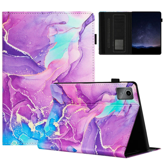 For Lenovo Tab M11/ Xiaoxin Pad 11 2024 Marble Litchi Leather Smart Tablet Case(Purple) - Lenovo by buy2fix | Online Shopping UK | buy2fix