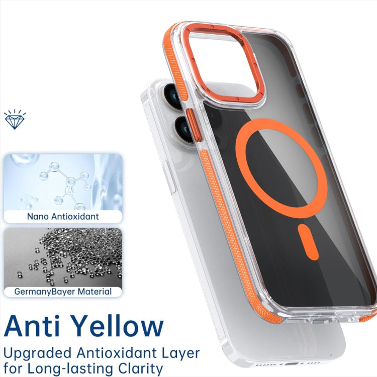 For iPhone 15 Plus Magsafe Dual-Color Transparent Black Full Coverage Phone Case(Orange) - iPhone 15 Plus Cases by buy2fix | Online Shopping UK | buy2fix