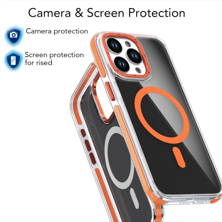 For iPhone 16 Magsafe Dual-Color Transparent Black Full Coverage Phone Case(Orange) - iPhone 16 Cases by buy2fix | Online Shopping UK | buy2fix