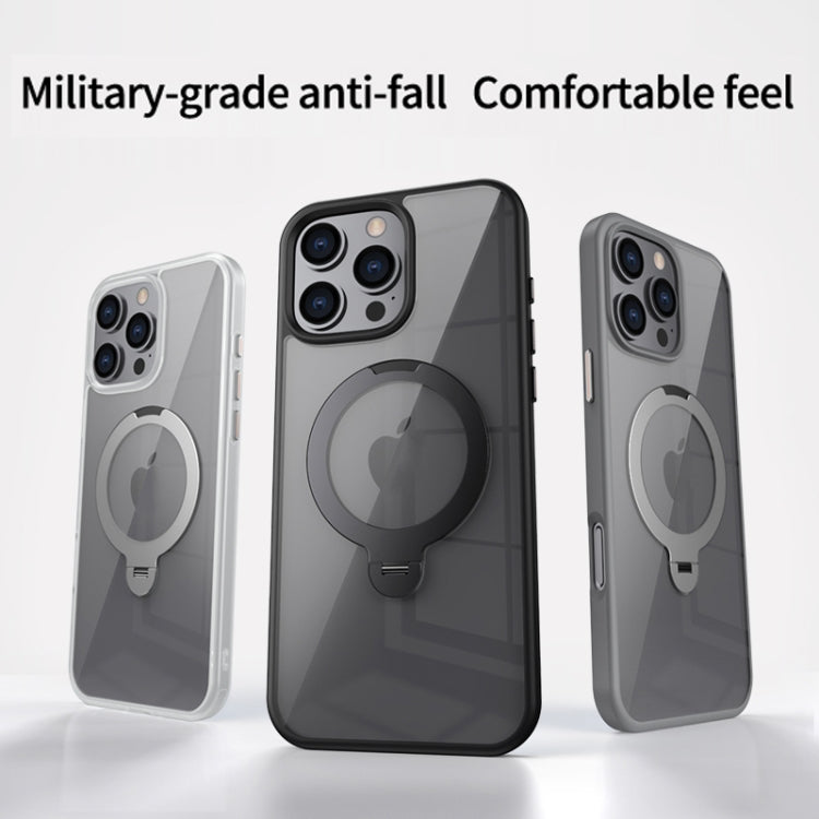 For iPhone 13 Pro Max Transparent MagSafe Magnetic Rotating Ring Holder Phone Case(Grey) - iPhone 13 Pro Max Cases by buy2fix | Online Shopping UK | buy2fix