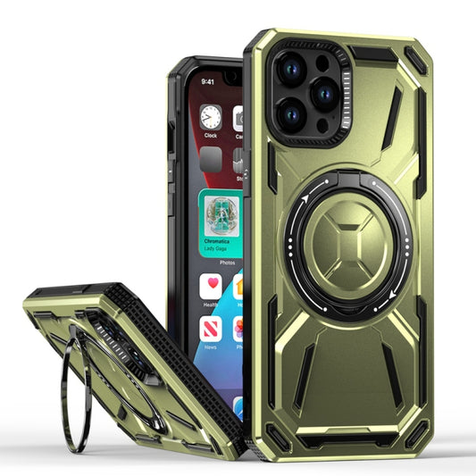 For iPhone 12 Pro Max Armor II Series MagSafe Magnetic Holder Phone Case(Army Green) - iPhone 12 Pro Max Cases by buy2fix | Online Shopping UK | buy2fix