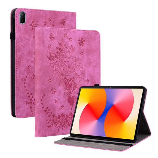 For Huawei MatePad SE 11 2024 Butterfly Rose Embossed Leather Tablet Case(Rose Red) - Huawei by buy2fix | Online Shopping UK | buy2fix