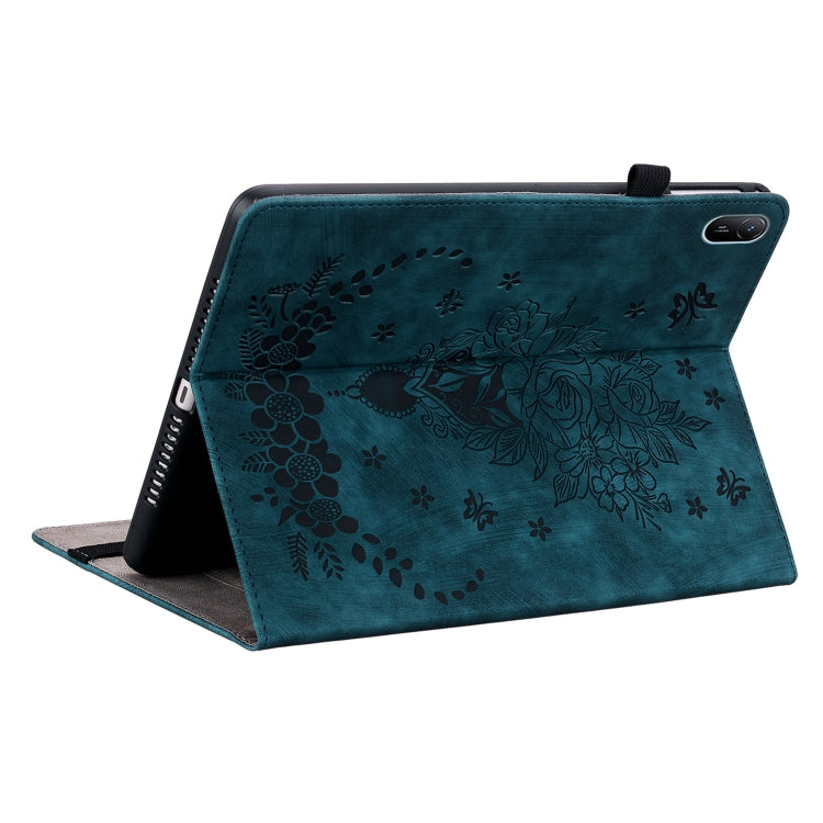 For Huawei MatePad SE 11 2024 Butterfly Rose Embossed Leather Tablet Case(Dark Blue) - Huawei by buy2fix | Online Shopping UK | buy2fix