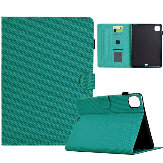 For iPad Pro 11 2024 Solid Color Fiber Texture Smart Tablet Leather Case(Lake Green) - iPad Pro 11 2024 Cases by buy2fix | Online Shopping UK | buy2fix